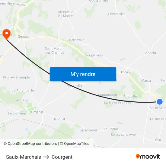 Saulx-Marchais to Courgent map
