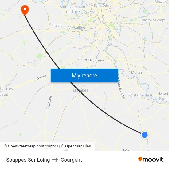 Souppes-Sur-Loing to Courgent map