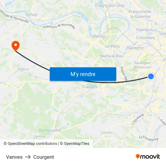 Vanves to Courgent map