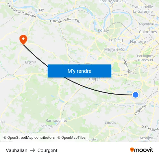 Vauhallan to Courgent map