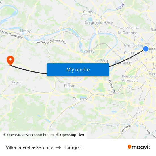 Villeneuve-La-Garenne to Courgent map