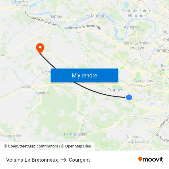 Voisins-Le-Bretonneux to Courgent map