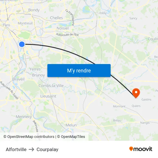 Alfortville to Courpalay map