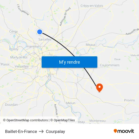 Baillet-En-France to Courpalay map