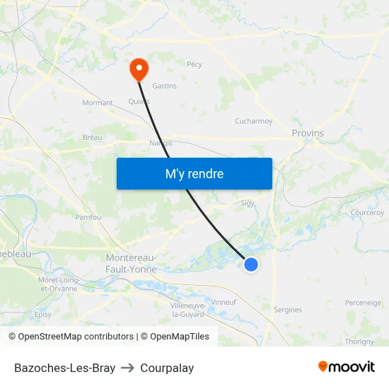 Bazoches-Les-Bray to Courpalay map