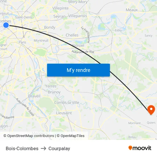 Bois-Colombes to Courpalay map