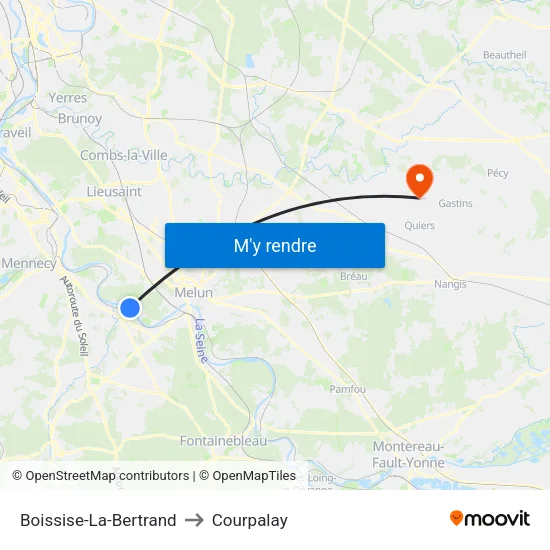 Boissise-La-Bertrand to Courpalay map