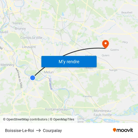Boissise-Le-Roi to Courpalay map