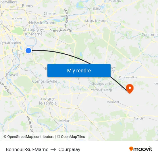 Bonneuil-Sur-Marne to Courpalay map