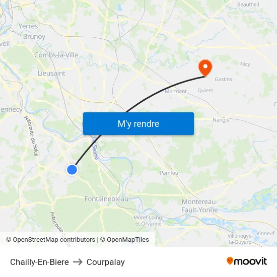 Chailly-En-Biere to Courpalay map