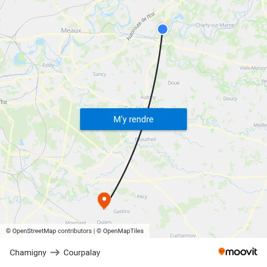 Chamigny to Courpalay map