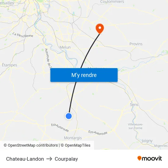 Chateau-Landon to Courpalay map