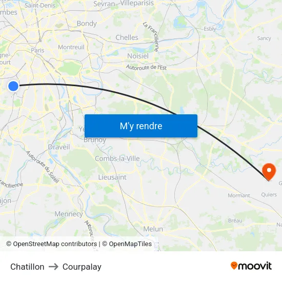 Chatillon to Courpalay map
