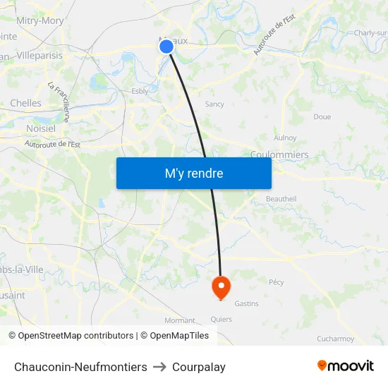 Chauconin-Neufmontiers to Courpalay map