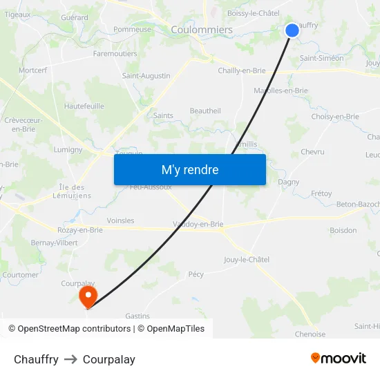 Chauffry to Courpalay map
