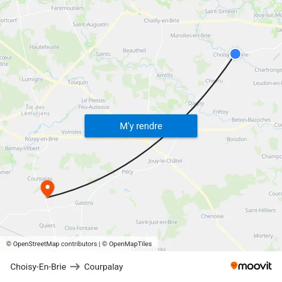 Choisy-En-Brie to Courpalay map