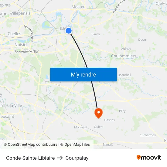 Conde-Sainte-Libiaire to Courpalay map
