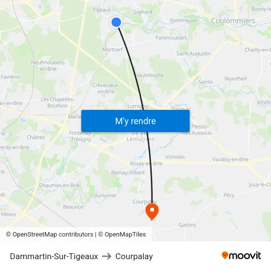 Dammartin-Sur-Tigeaux to Courpalay map