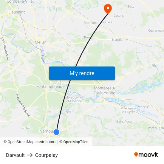Darvault to Courpalay map