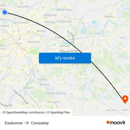 Eaubonne to Courpalay map