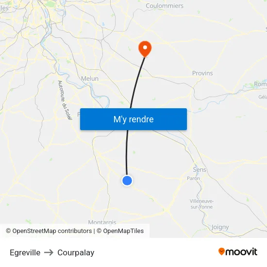 Egreville to Courpalay map