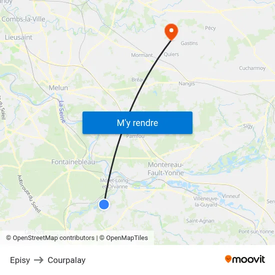 Episy to Courpalay map