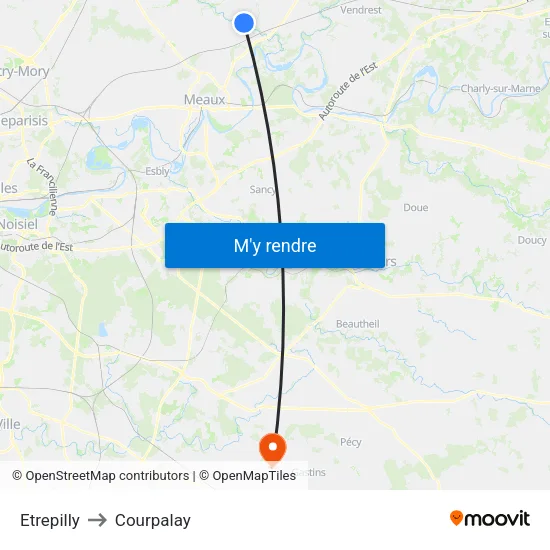 Etrepilly to Courpalay map