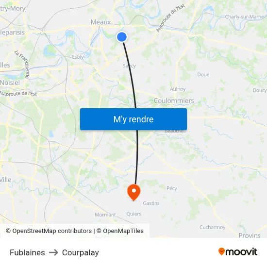 Fublaines to Courpalay map