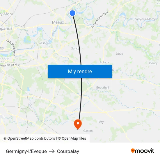 Germigny-L'Eveque to Courpalay map