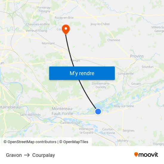 Gravon to Courpalay map