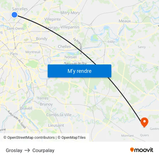Groslay to Courpalay map
