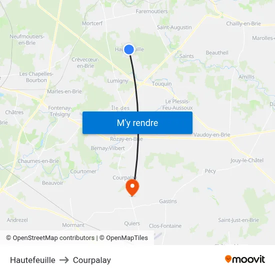 Hautefeuille to Courpalay map