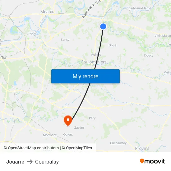 Jouarre to Courpalay map