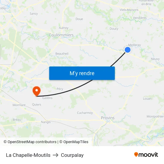 La Chapelle-Moutils to Courpalay map