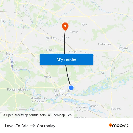 Laval-En-Brie to Courpalay map