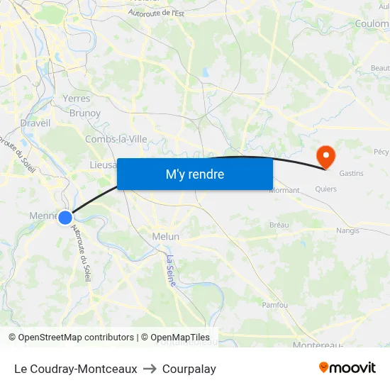 Le Coudray-Montceaux to Courpalay map