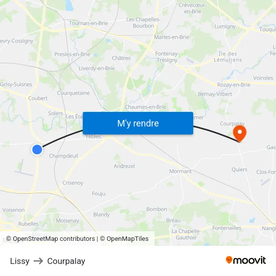 Lissy to Courpalay map