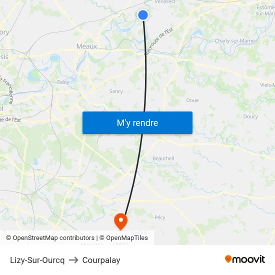 Lizy-Sur-Ourcq to Courpalay map
