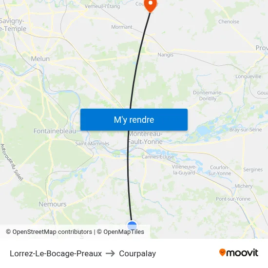 Lorrez-Le-Bocage-Preaux to Courpalay map