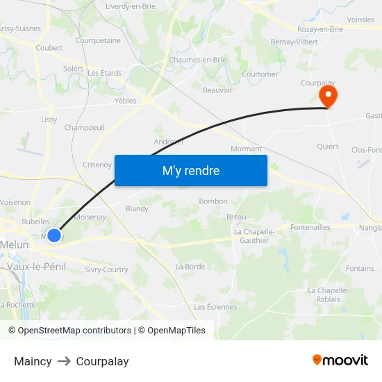 Maincy to Courpalay map