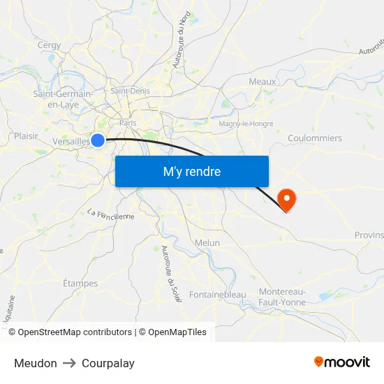 Meudon to Courpalay map