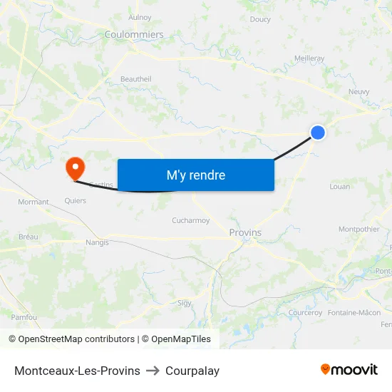 Montceaux-Les-Provins to Courpalay map
