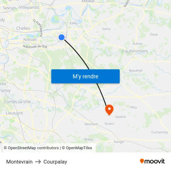 Montevrain to Courpalay map