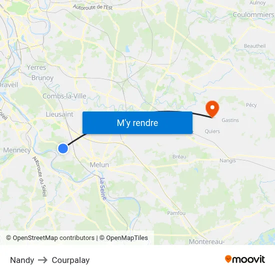 Nandy to Courpalay map