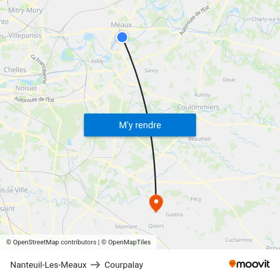 Nanteuil-Les-Meaux to Courpalay map