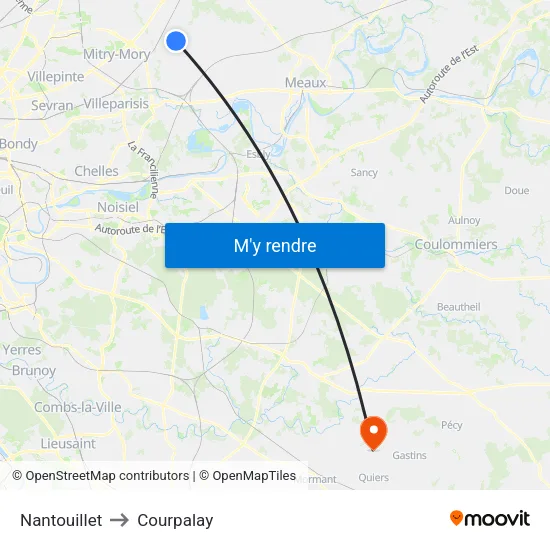 Nantouillet to Courpalay map