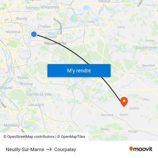Neuilly-Sur-Marne to Courpalay map