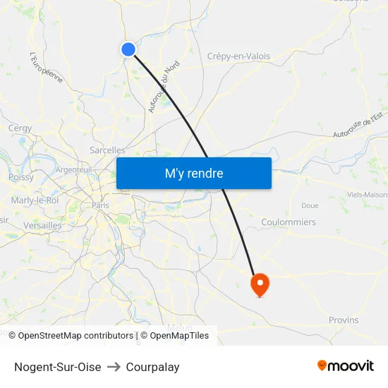 Nogent-Sur-Oise to Courpalay map