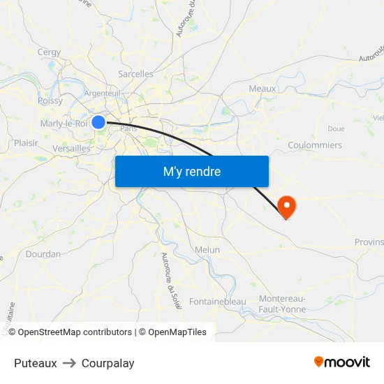 Puteaux to Courpalay map