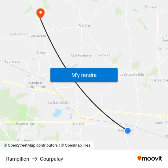 Rampillon to Courpalay map